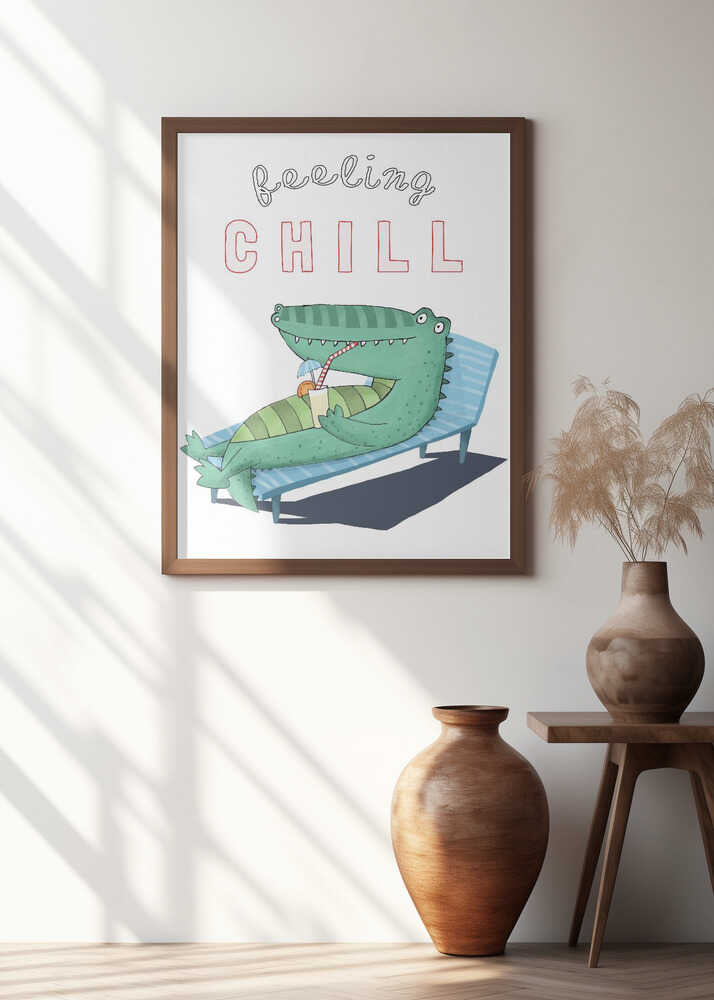 Feeling Chill! Funny Crocodile Lounging in the Sunshine by artist Carla Daly
