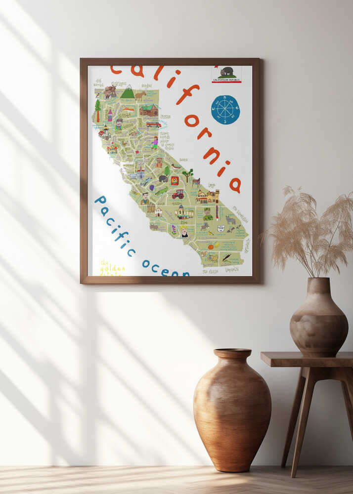 Illustrated Map of California by Artist Carla Daly