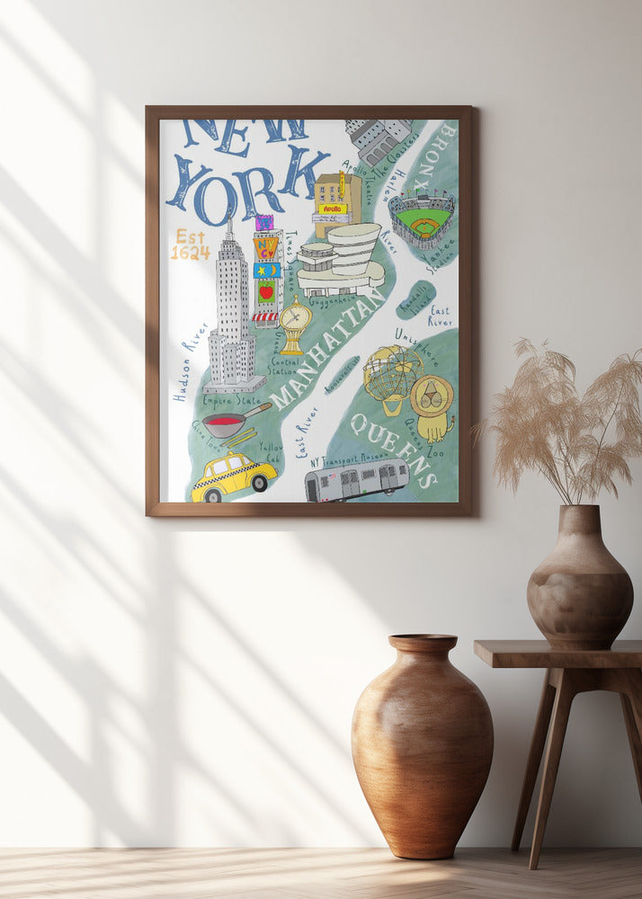 Illustrated Map of New York by Artist Carla Daly