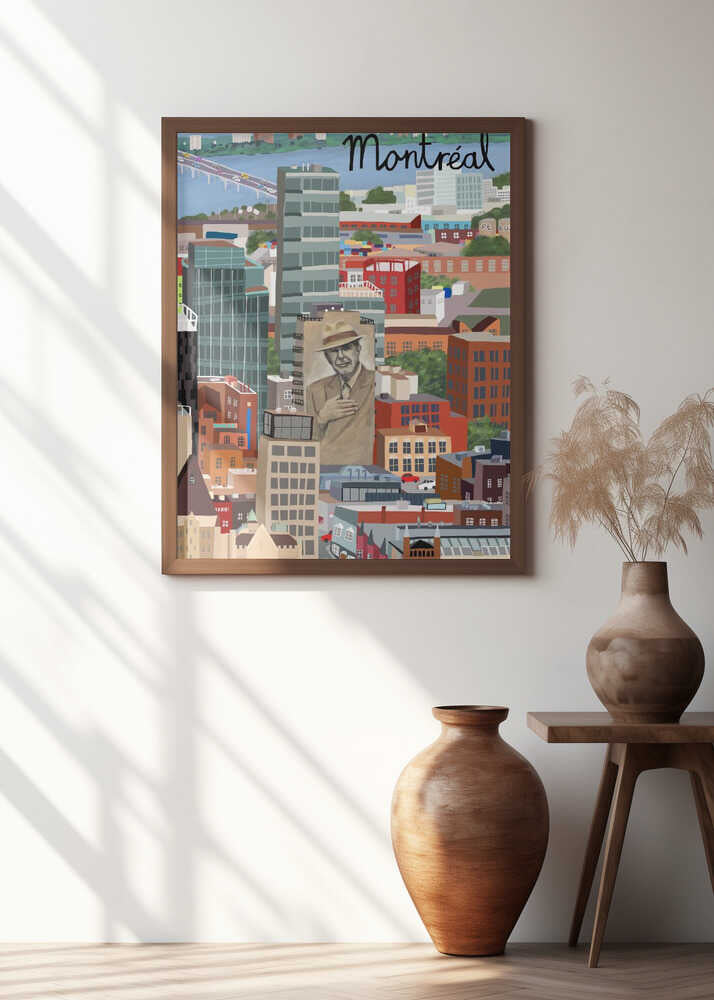 Montreal, Canada with Leonard Cohen Mural by Artist Carla Daly