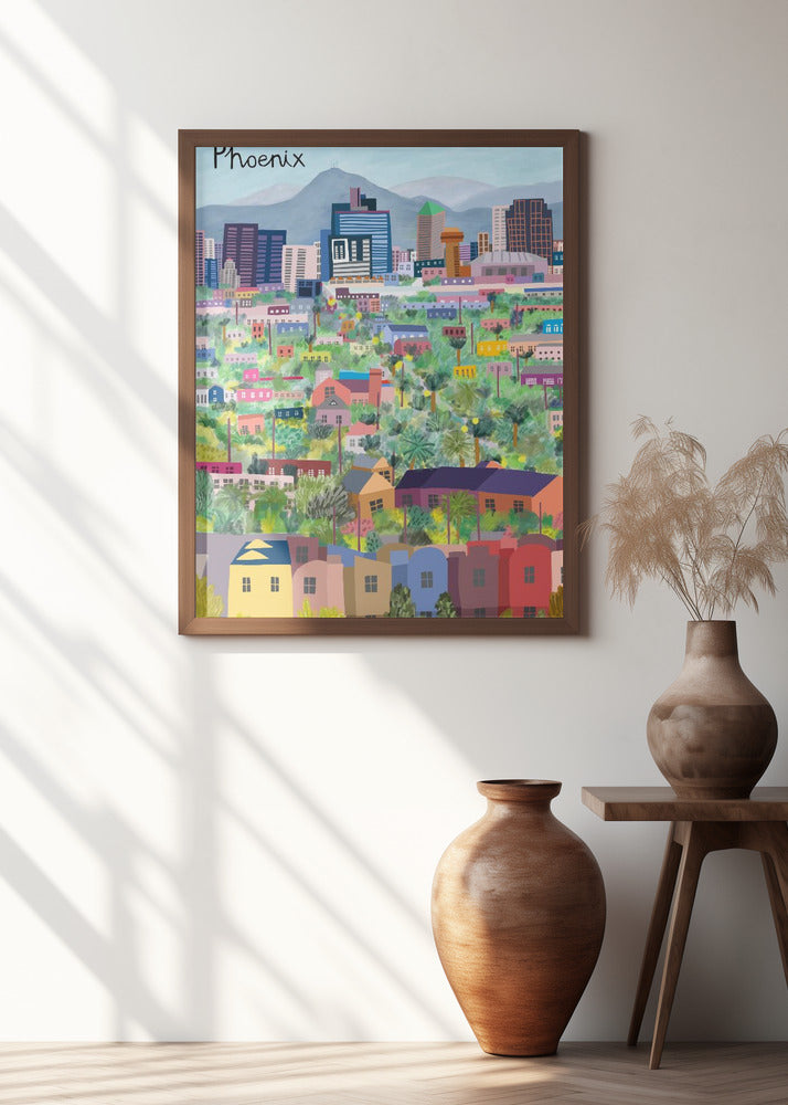 View Over Phoenix Arizona Illustrated by Artist Carla daly