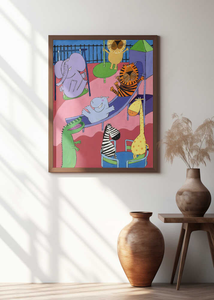 Jungle Animals in the Playground by Artist Carla Daly