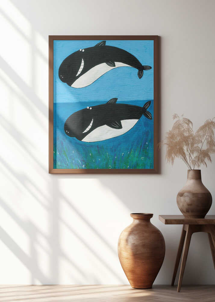 Two Whales in the Ocean by Artist Carla Daly