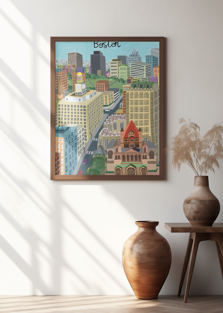 Trinity Church and Boston City Skyline by Artist Carla Daly
