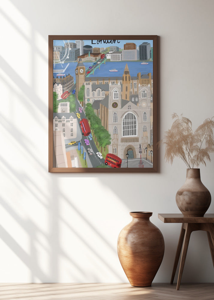 London City with View of the Thames River and Big Ben by Artist Carla Daly