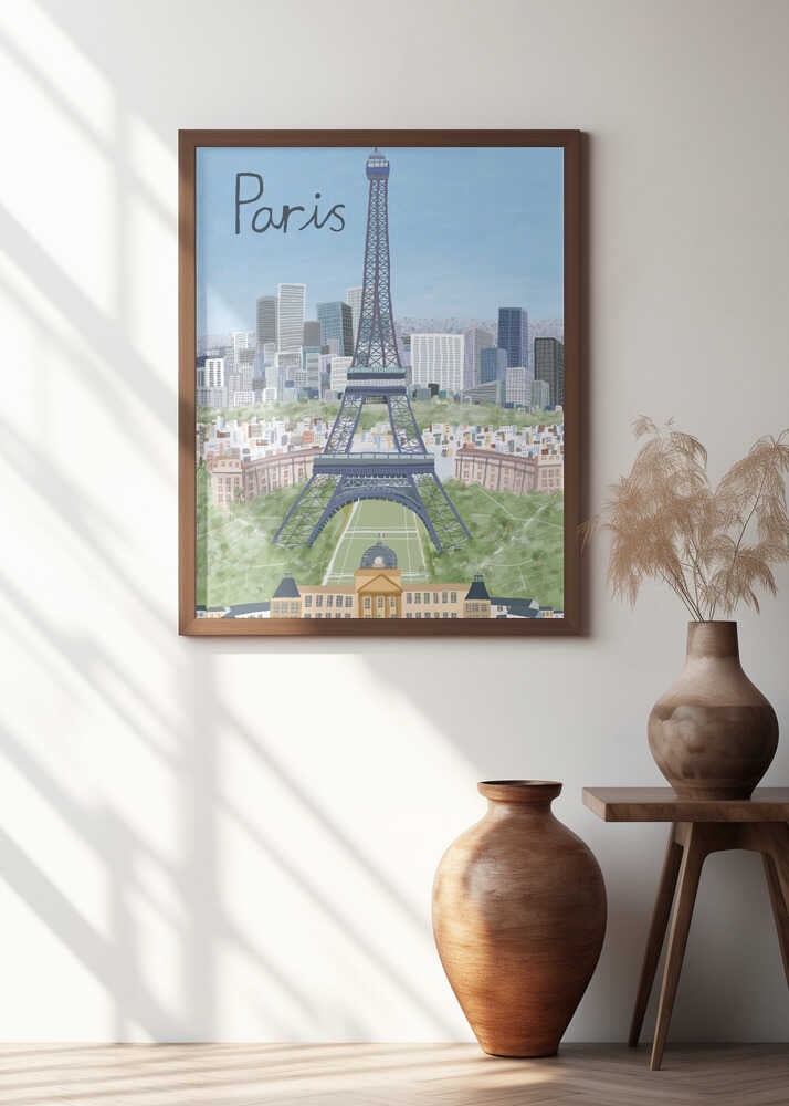 Eiffel Tower with Paris City in Background by Artist Carla Daly