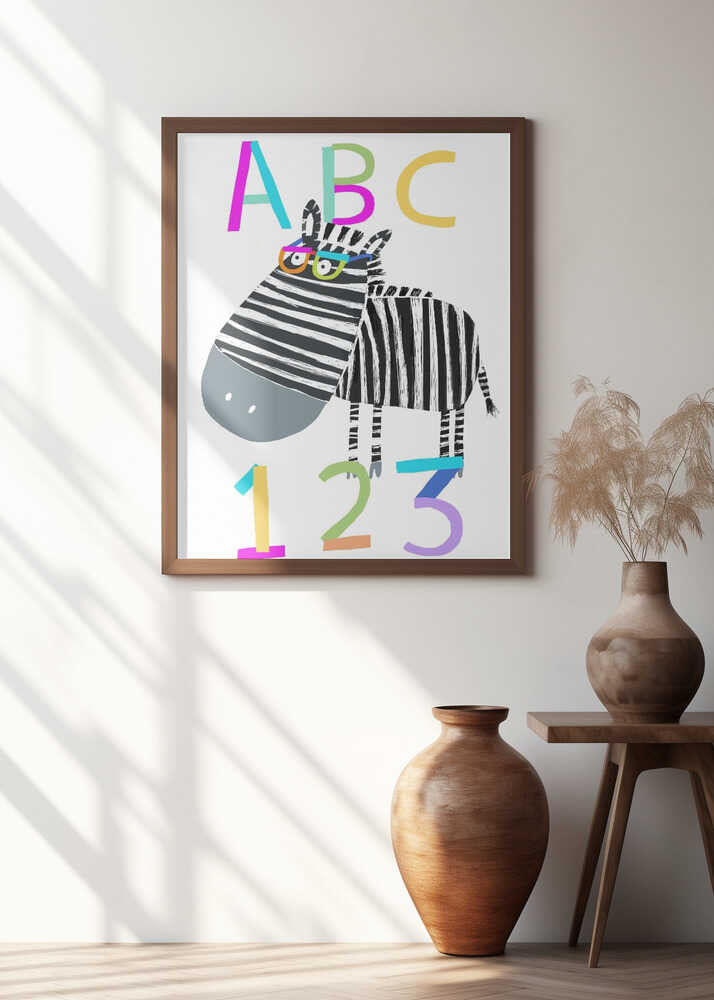 ABC and 123 Letters and Numbers with Zebra by Artist Carla Daly