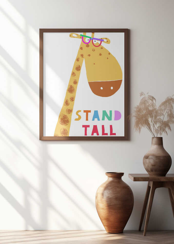 Stand Tall! Cute Giraffe with Colorful Glasses by Artist Carla Daly