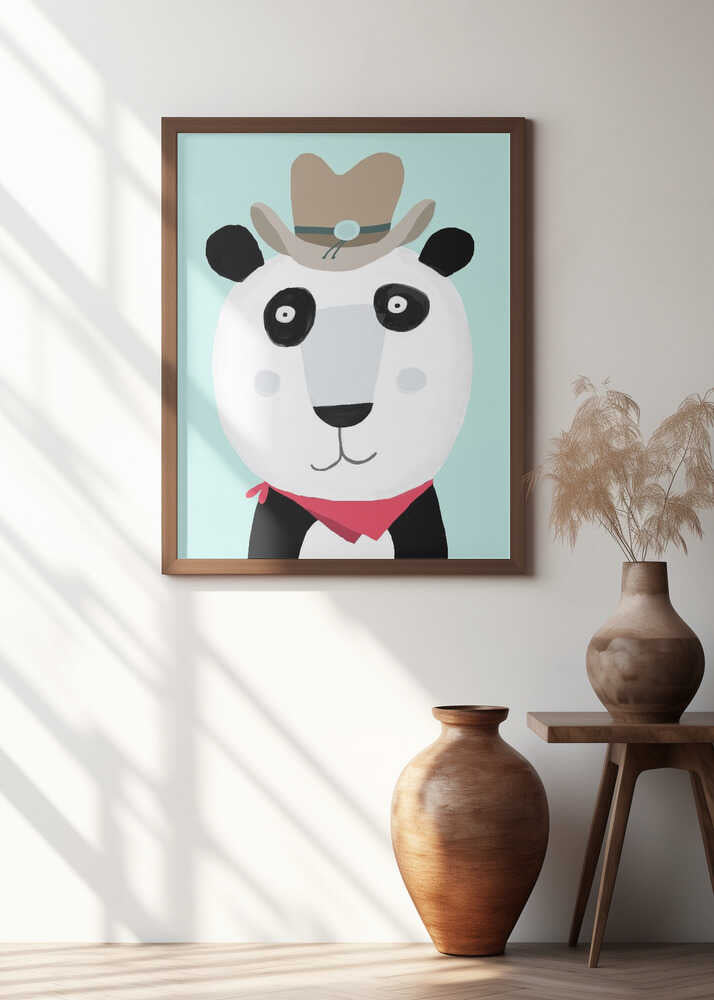 Funny Panda with Cowboy Hat by Artist Carla Daly