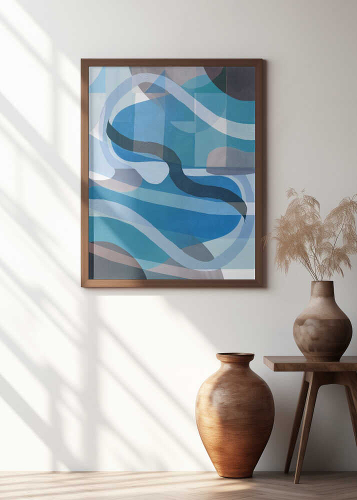 Abstract Blue and Neutral Swervy Shapes 1