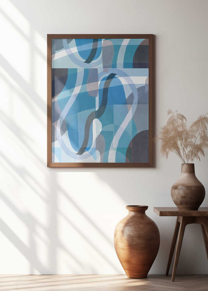 Abstract Blue and Neutral Swervy Shapes 2