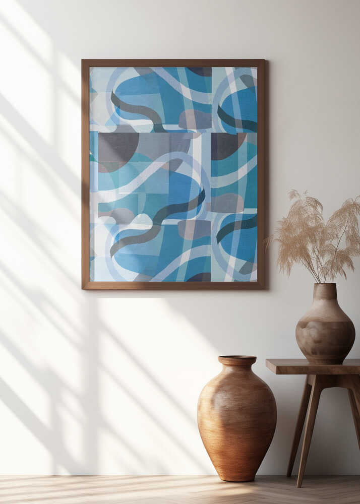 Abstract Blue and Neutral Swervy Shapes 3