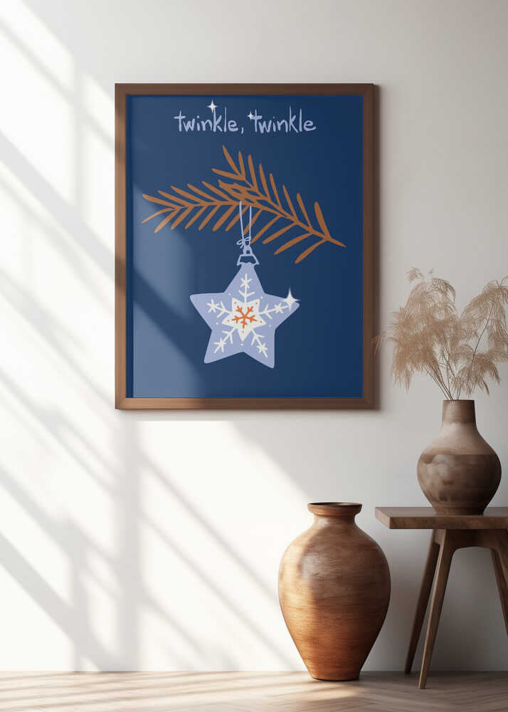 Cheerful twinkle Christmas star blue
