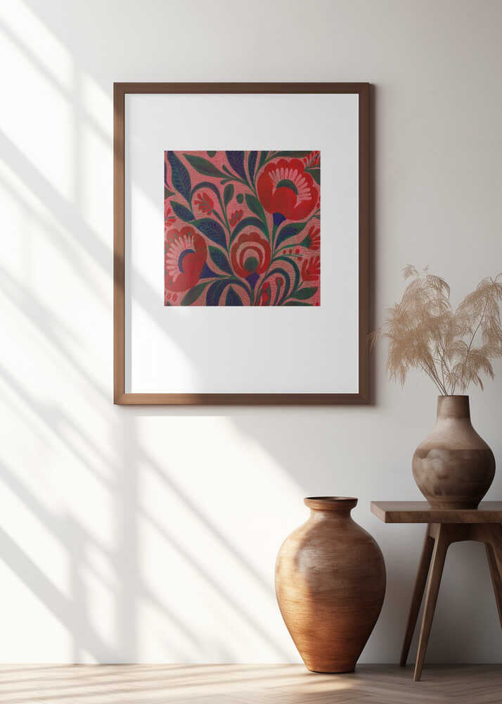 Folk Art Print Flower Garden 4