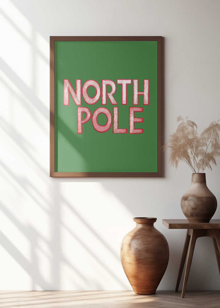 Winter Scene: Folk Art Text Print : North Pole