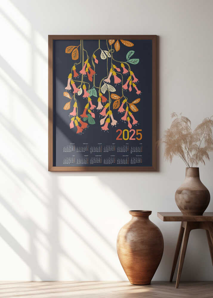 Calendar 2025 fuchsia flower