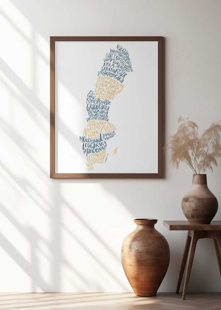 Swedish Map Fika Blue & Yellow