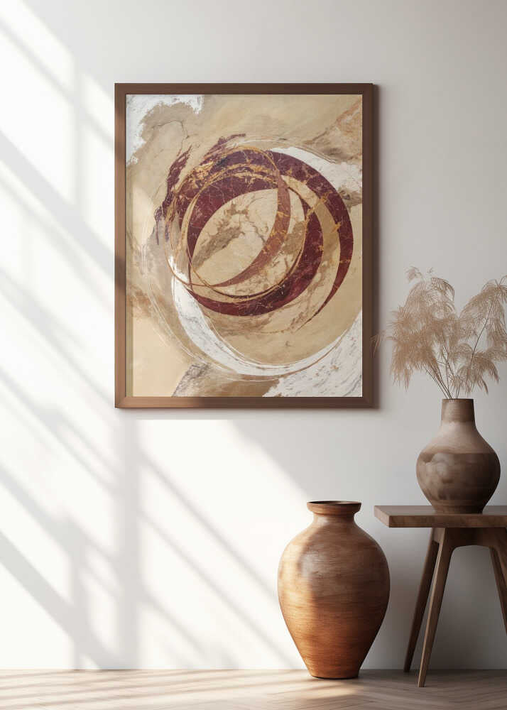 Maroon And Beige Tones Dynamic Circular Shapes