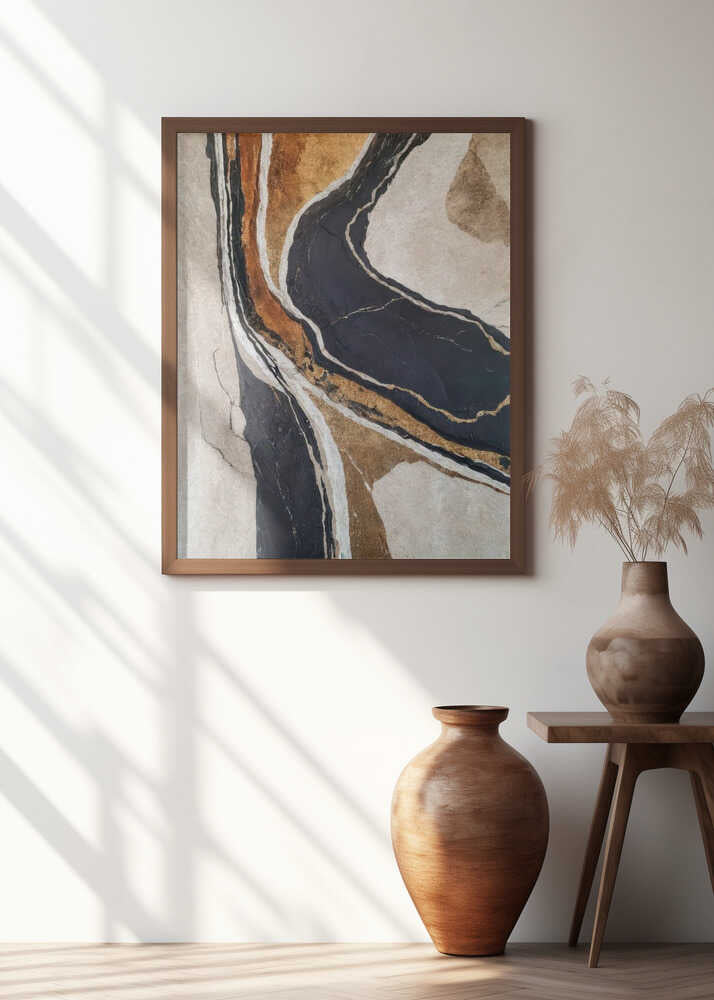 Textured Earth In Black and Gold