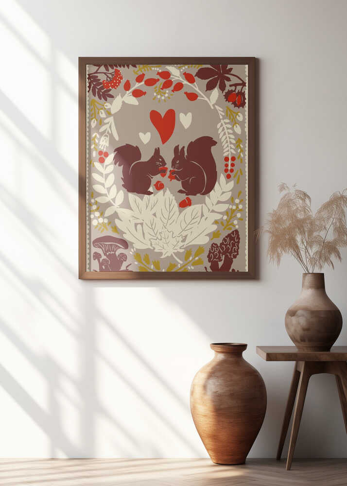 All squirrels think the same - folk art illustration