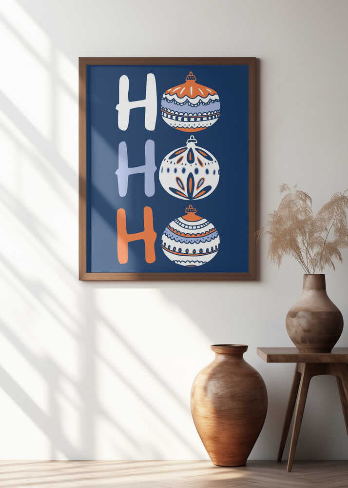 HoHoHo Cheerful little Christmas Illustration blue