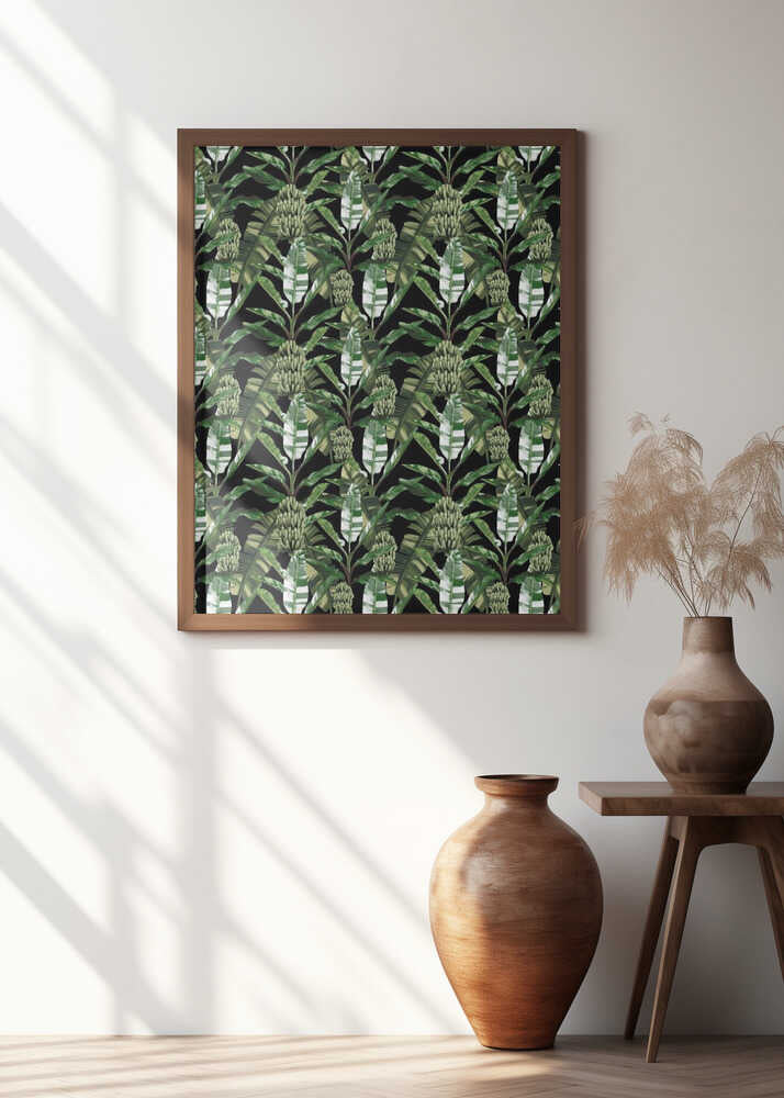Banano Leaves Pattern Black and Green