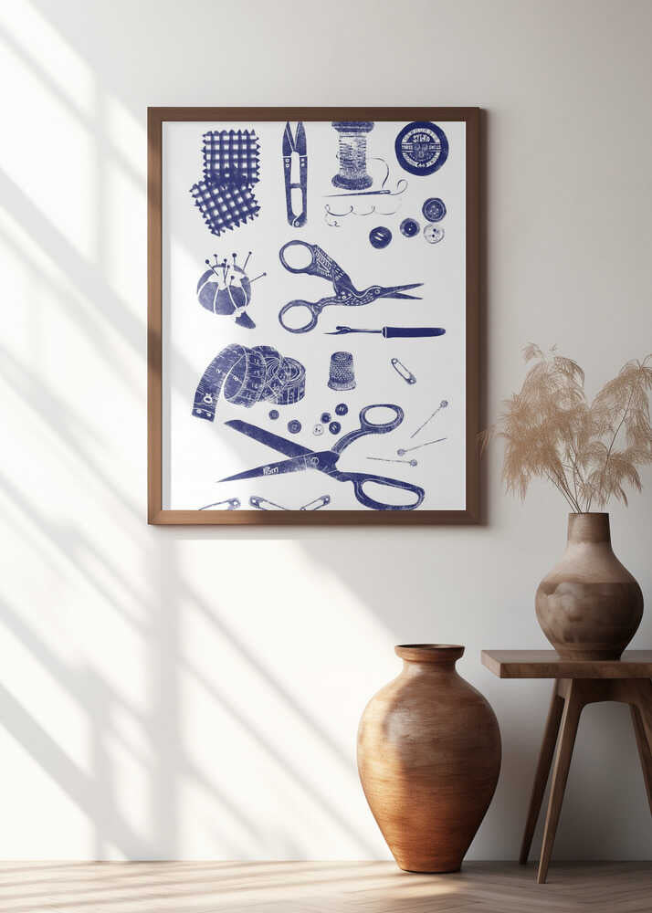 Haberdashery navy on white