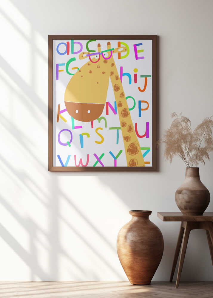 Cute Giraffe Wearing Glasses Alphabet Letters by Carla Daly