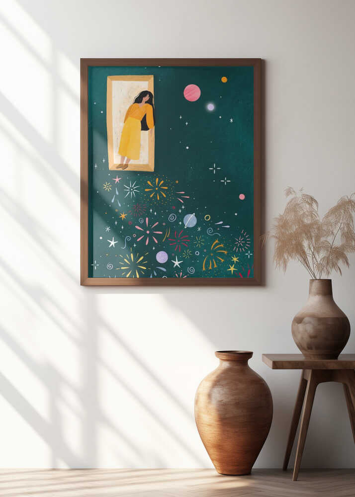 Yellow Dress Leans From A Window