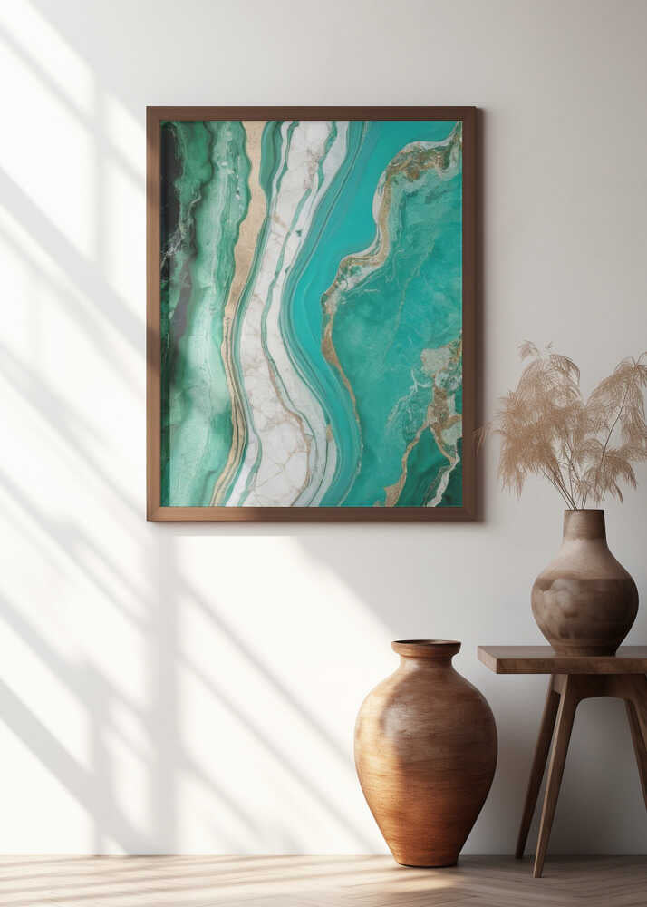 Green And Turquoise Patterns With Marbled Textures