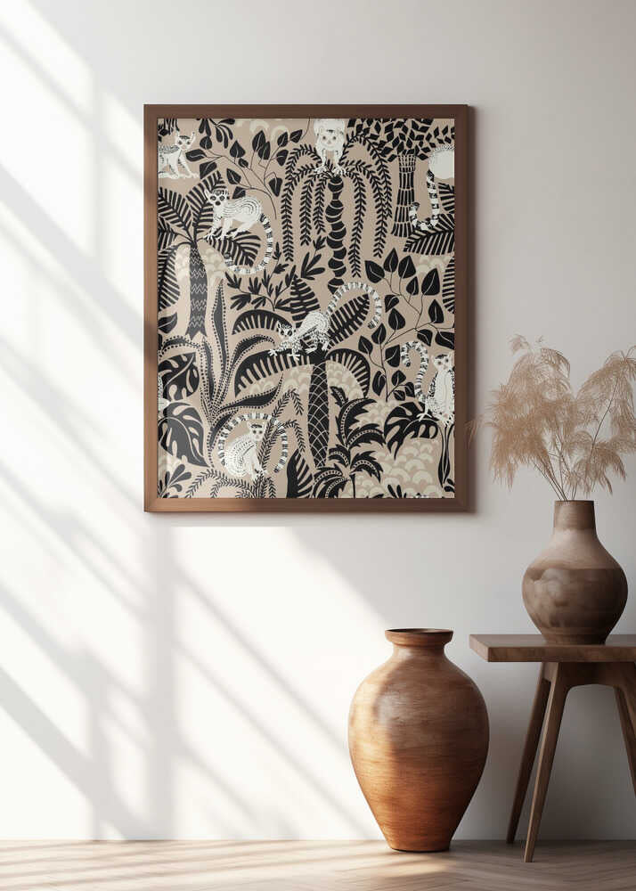 Jungle adventure bohemian black pattern