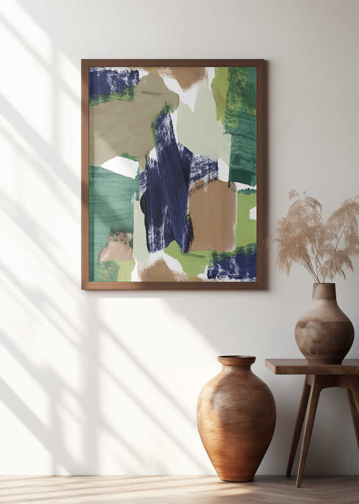 Abstract Blue Green Beige No 1