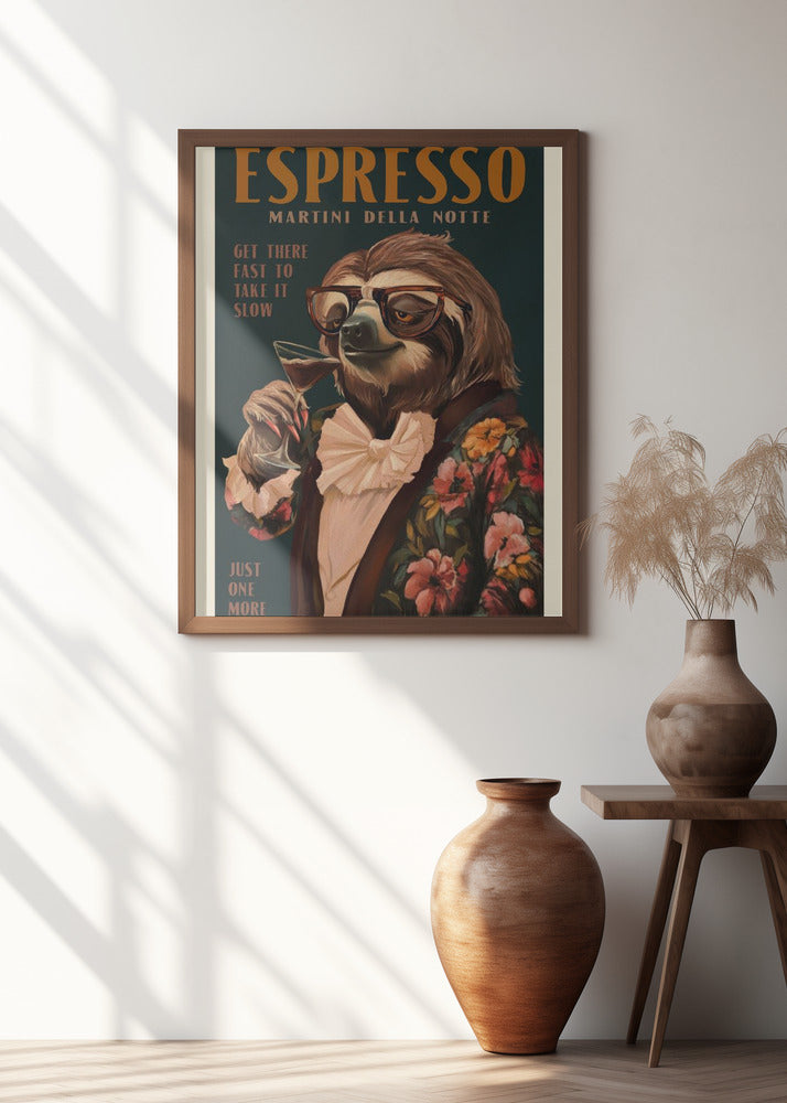 Art Deco Espresso Martini Drinking Sloth