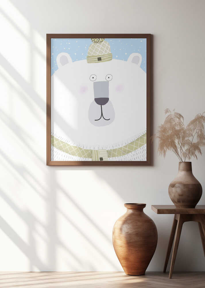 Polar Bear with Winter Hat and Scarf by Carla Daly
