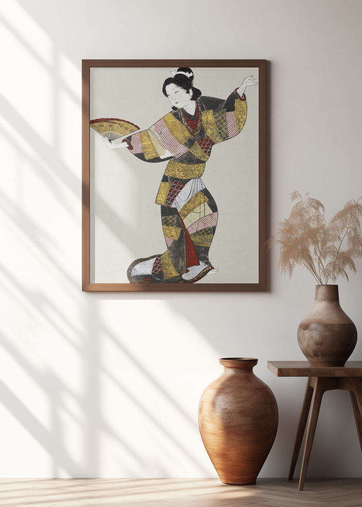 Japanese Female Dancer (17th Century) Vintage Painting