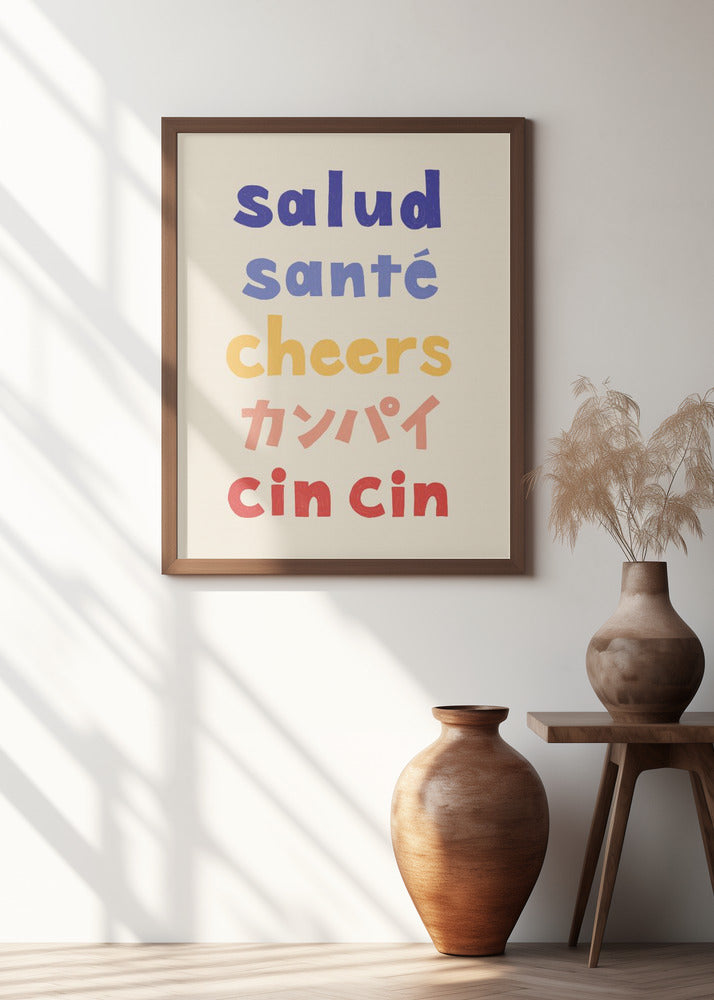 Cheers Typography - Salud Santé Cheers Kanpai Cin cin