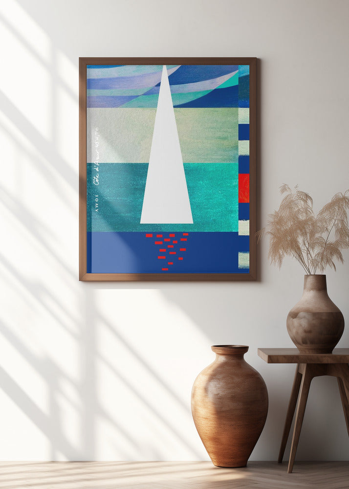 Abstract Sailboat On The French Riviera, Colourful Côte d'Azur Art Print