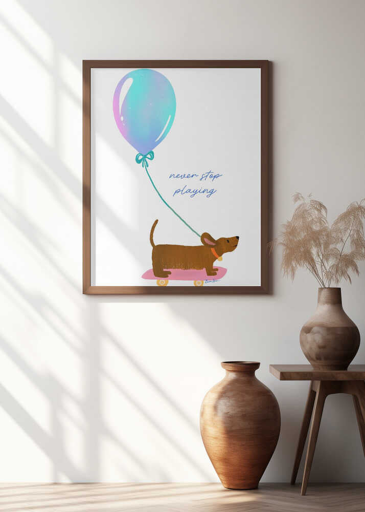 Never Stop Playing - Dachshund with Baloon