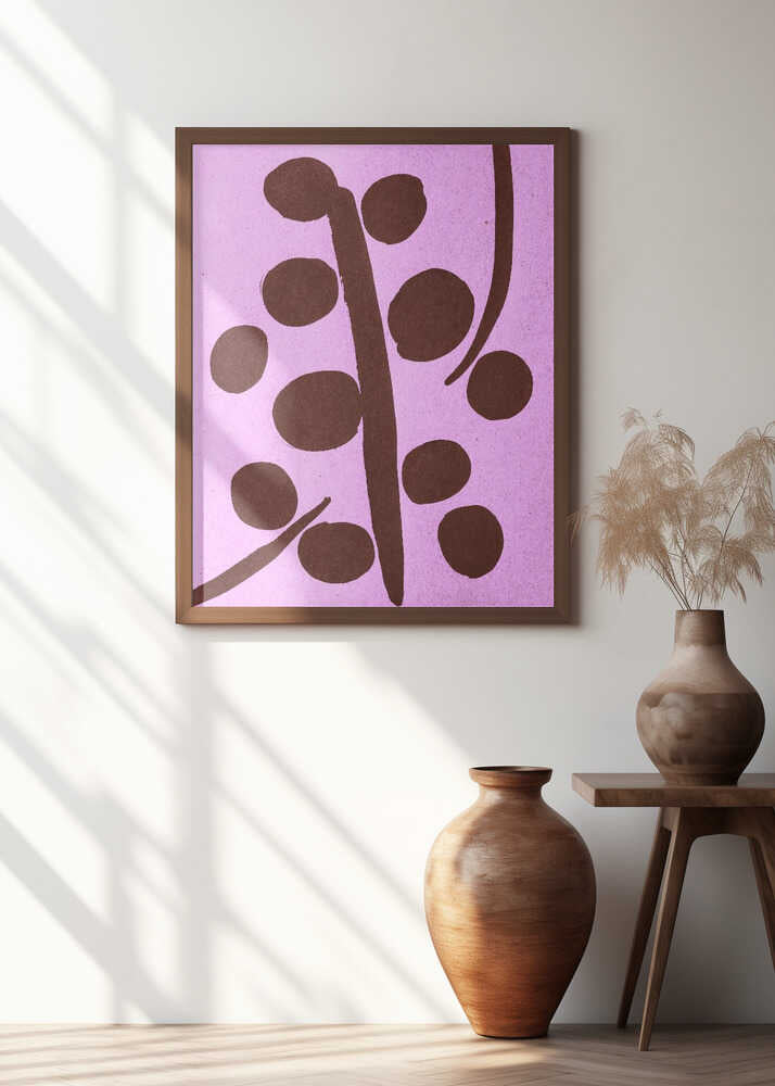 Bold Brown Circles And Lines On A Pink Background