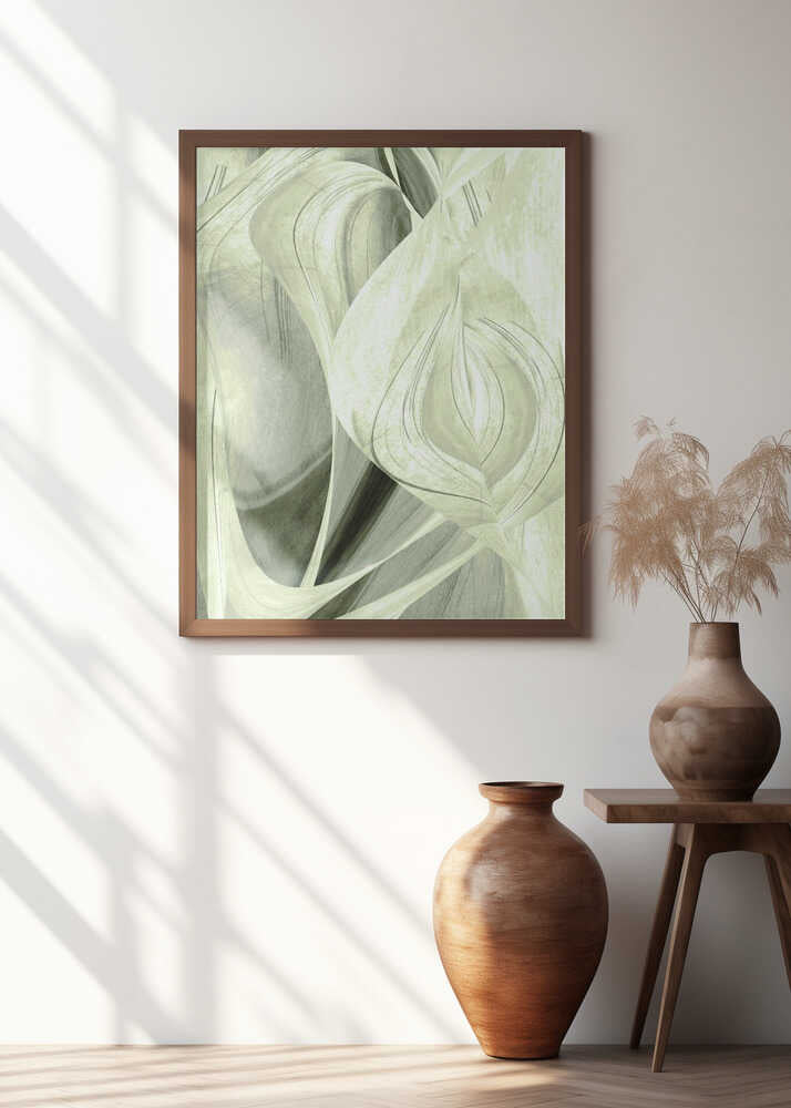 Flowing Lines And Soft Green Hues