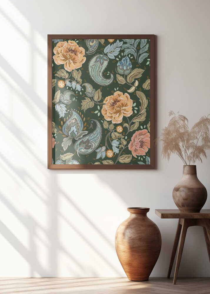 Floral Heritage paisley golden forest pattern