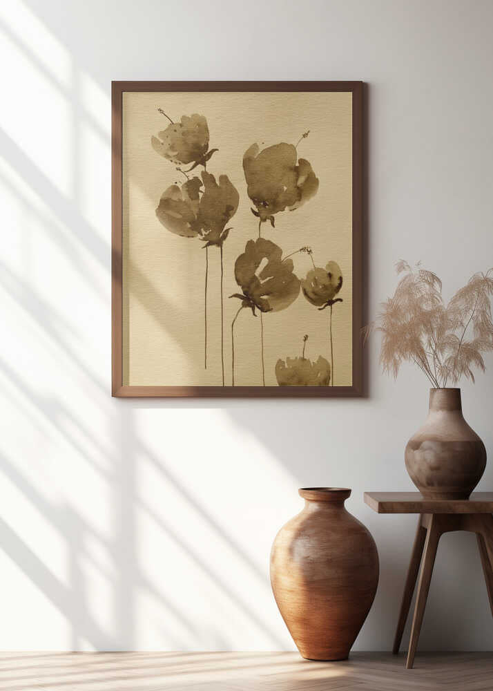 Poppies In Muted Sepia Tones