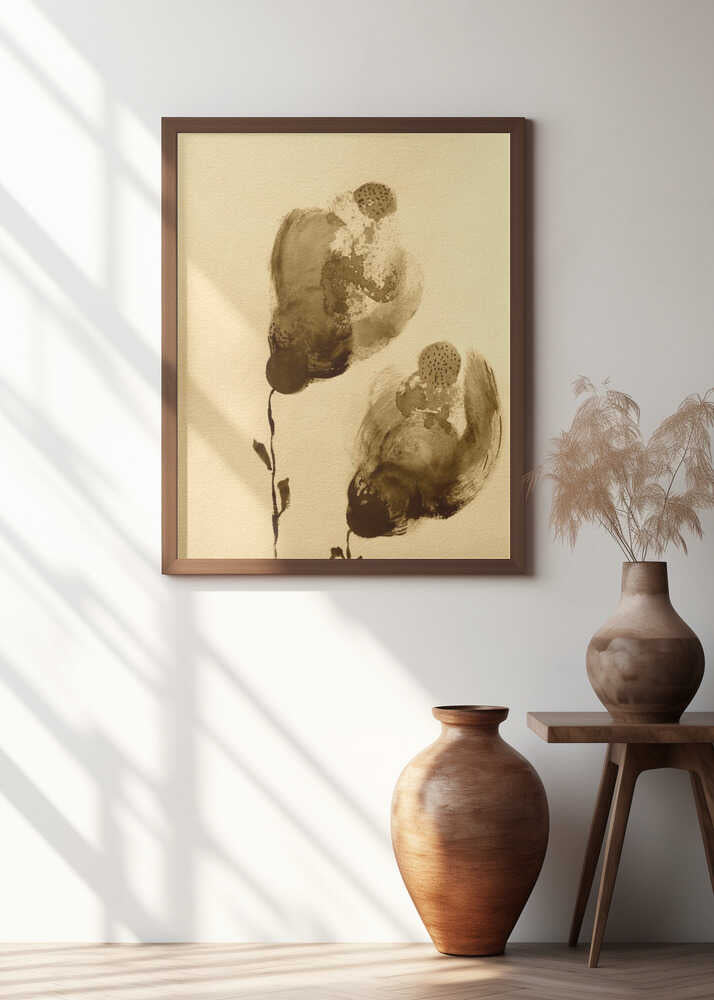 Abstract Floral Forms In Sepia Tones