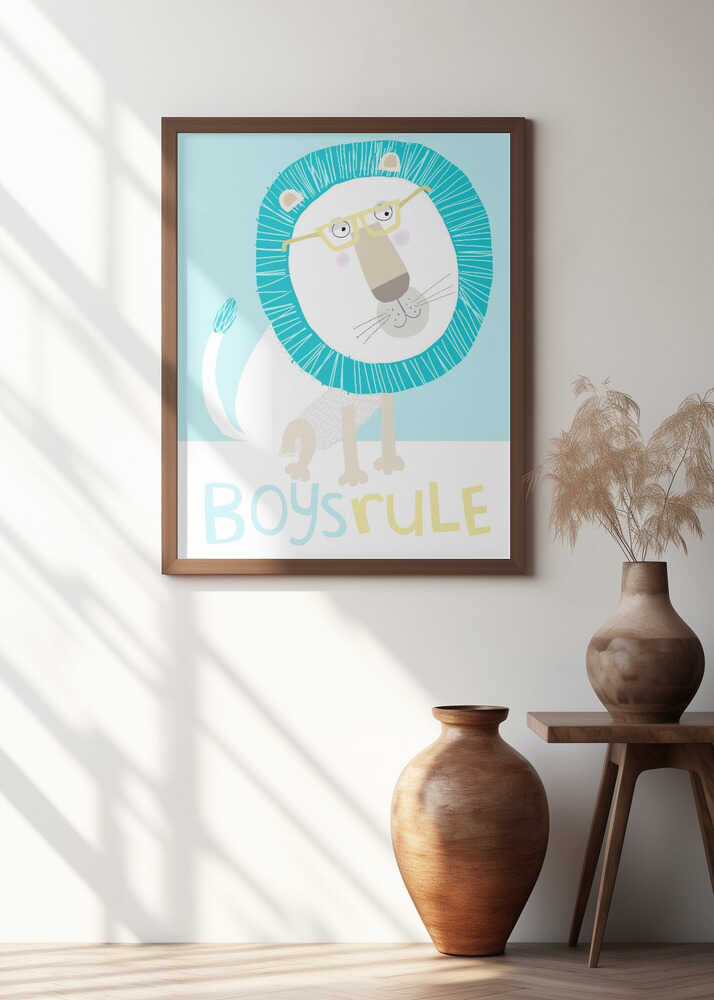 Boys Rule! Cute Lion with Glasses by Carla Daly