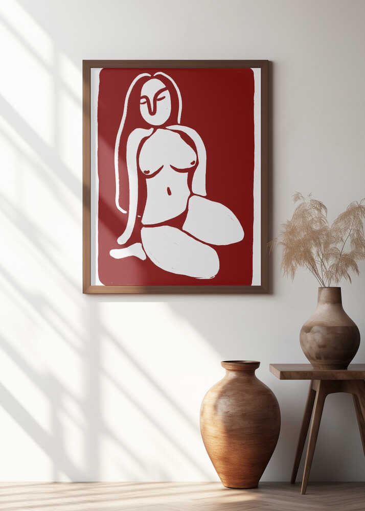 Stylized Nude Figure in a Seated Pose