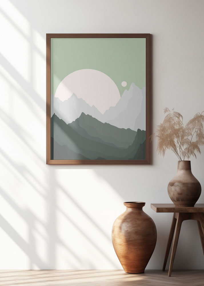 Mountain Landscape With Geometric Peaks