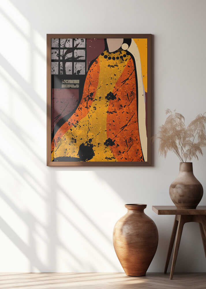 A Faceless Figure Draped and a Silhouetted Cat