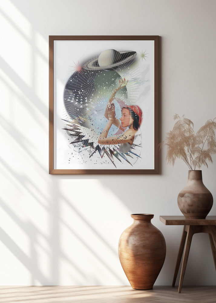 Cosmic Theme With A Female Figure