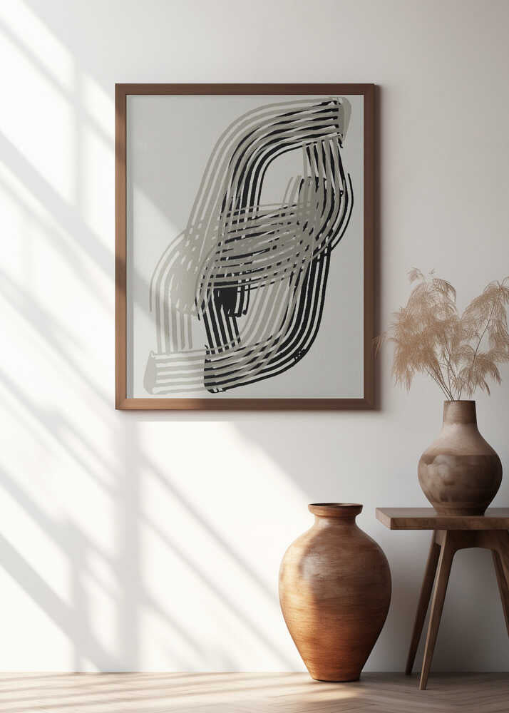 Abstract Curves in Grey and Black