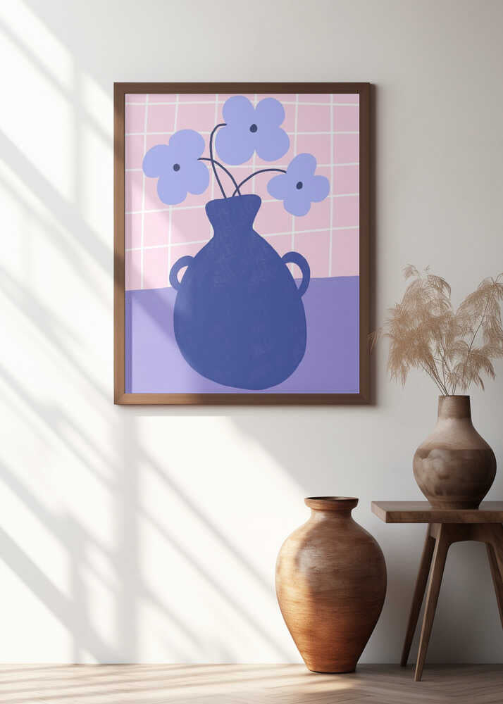 Minimalist Vase with Blue Flowers